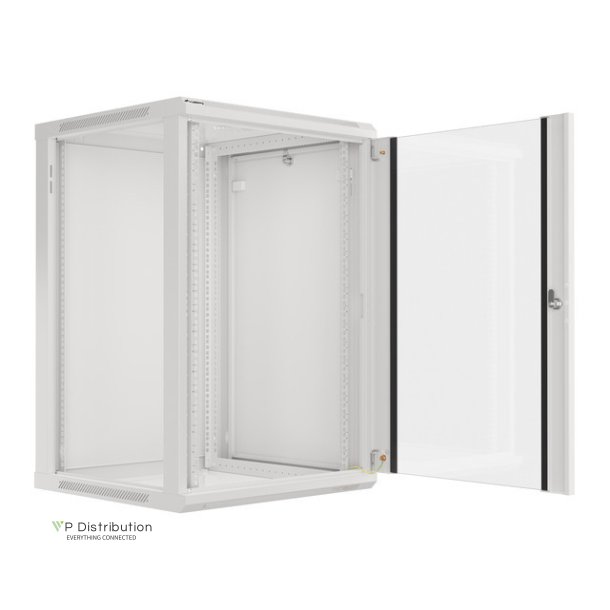RACK CABINET 19" WALL-MOUNT 18U/600X600 (FLAT PACK) WITH GLASS DOOR GREY LANBERG V2