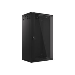 RACK CABINET 19" WALL-MOUNT 22U/600X450 (FLAT PACK) WITH GLASS DOOR BLACK LANBERG V2
