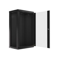 RACK CABINET 19" WALL-MOUNT 22U/600X450 (FLAT PACK) WITH GLASS DOOR BLACK LANBERG V2