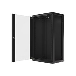 RACK CABINET 19" WALL-MOUNT 22U/600X450 (FLAT PACK) WITH GLASS DOOR BLACK LANBERG V2