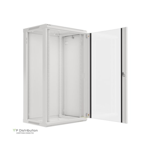 RACK CABINET 19" WALL-MOUNT 22U/600X450 (FLAT PACK) WITH GLASS DOOR GREY LANBERG V2