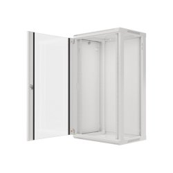 RACK CABINET 19" WALL-MOUNT 22U/600X450 (FLAT PACK) WITH GLASS DOOR GREY LANBERG V2