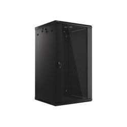 RACK CABINET 19" WALL-MOUNT 22U/600X600 (FLAT PACK) WITH GLASS DOOR BLACK LANBERG V2