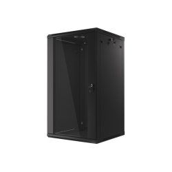 RACK CABINET 19" WALL-MOUNT 22U/600X600 (FLAT PACK) WITH GLASS DOOR BLACK LANBERG V2