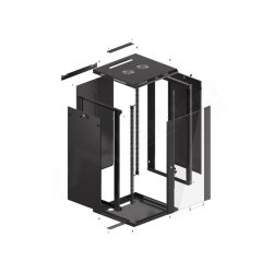 RACK CABINET 19" WALL-MOUNT 22U/600X600 (FLAT PACK) WITH GLASS DOOR BLACK LANBERG V2
