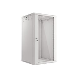RACK CABINET 19" WALL-MOUNT 22U/600X600 (FLAT PACK) WITH GLASS DOOR GREY LANBERG V2