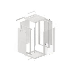 RACK CABINET 19" WALL-MOUNT 22U/600X600 (FLAT PACK) WITH GLASS DOOR GREY LANBERG V2