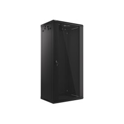 RACK CABINET 19" WALL-MOUNT 27U/600X450 (FLAT PACK) WITH GLASS DOOR BLACK LANBERG V2
