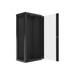 RACK CABINET 19" WALL-MOUNT 27U/600X450 (FLAT PACK) WITH GLASS DOOR BLACK LANBERG V2