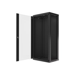 RACK CABINET 19" WALL-MOUNT 27U/600X450 (FLAT PACK) WITH GLASS DOOR BLACK LANBERG V2