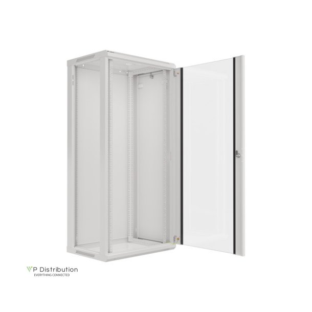 RACK CABINET 19" WALL-MOUNT 27U/600X450 (FLAT PACK) WITH GLASS DOOR GREY LANBERG V2