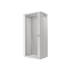 RACK CABINET 19" WALL-MOUNT 27U/600X450 (FLAT PACK) WITH GLASS DOOR GREY LANBERG V2