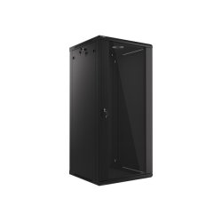 RACK CABINET 19" WALL-MOUNT 27U/600X600 (FLAT PACK) WITH GLASS DOOR BLACK LANBERG V2
