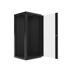 RACK CABINET 19" WALL-MOUNT 27U/600X600 (FLAT PACK) WITH GLASS DOOR BLACK LANBERG V2