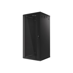 RACK CABINET 19" WALL-MOUNT 27U/600X600 (FLAT PACK) WITH GLASS DOOR BLACK LANBERG V2