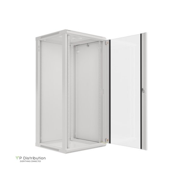 RACK CABINET 19" WALL-MOUNT 27U/600X600 (FLAT PACK) WITH GLASS DOOR GREY LANBERG V2