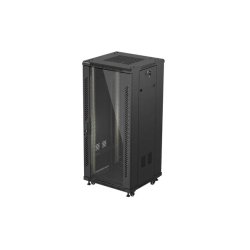 RACK CABINET 19" FREE-STANDING 27U/600X600 (FLAT PACK) WITH GLASS DOOR BLACK LANBERG