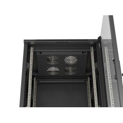 RACK CABINET 19" FREE-STANDING 27U/600X600 (FLAT PACK) WITH GLASS DOOR BLACK LANBERG