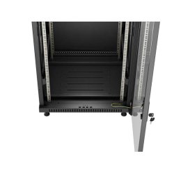 RACK CABINET 19" FREE-STANDING 27U/600X600 (FLAT PACK) WITH GLASS DOOR BLACK LANBERG