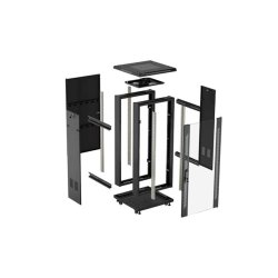 RACK CABINET 19" FREE-STANDING 27U/600X600 (FLAT PACK) WITH GLASS DOOR BLACK LANBERG