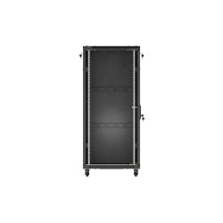 RACK CABINET 19" FREE-STANDING 27U/600X600 (FLAT PACK) WITH GLASS DOOR BLACK LANBERG