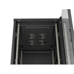 RACK CABINET 19" FREE-STANDING 27U/600X800 (FLAT PACK) WITH GLASS DOOR BLACK LANBERG