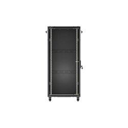 RACK CABINET 19" FREE-STANDING 27U/600X800 (FLAT PACK) WITH GLASS DOOR BLACK LANBERG