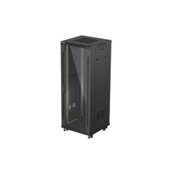RACK CABINET 19" FREE-STANDING 32U/600X600 (FLAT PACK) WITH GLASS DOOR BLACK LANBERG