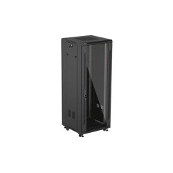 RACK CABINET 19" FREE-STANDING 32U/600X600 (FLAT PACK) WITH GLASS DOOR BLACK LANBERG