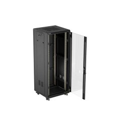RACK CABINET 19" FREE-STANDING 32U/600X600 (FLAT PACK) WITH GLASS DOOR BLACK LANBERG