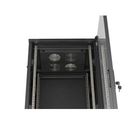 RACK CABINET 19" FREE-STANDING 32U/600X600 (FLAT PACK) WITH GLASS DOOR BLACK LANBERG