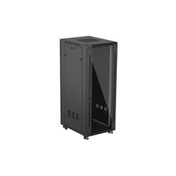 RACK CABINET 19" FREE-STANDING 32U/600X800 (FLAT PACK) WITH GLASS DOOR BLACK LANBERG