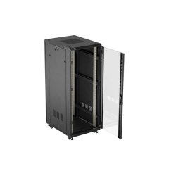RACK CABINET 19" FREE-STANDING 32U/600X800 (FLAT PACK) WITH GLASS DOOR BLACK LANBERG