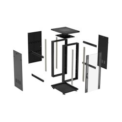 RACK CABINET 19" FREE-STANDING 32U/600X800 (FLAT PACK) WITH GLASS DOOR BLACK LANBERG
