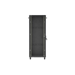RACK CABINET 19" FREE-STANDING 32U/600X800 (FLAT PACK) WITH GLASS DOOR BLACK LANBERG