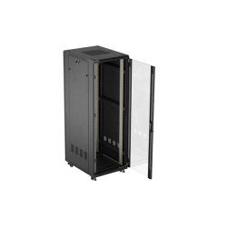 RACK CABINET 19" FREE-STANDING 37U/600X800 (FLAT PACK) WITH GLASS DOOR BLACK LANBERG