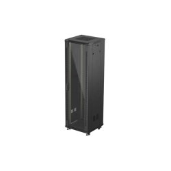 RACK CABINET 19" FREE-STANDING 42U/600X600 (FLAT PACK) WITH GLASS DOOR BLACK LANBERG
