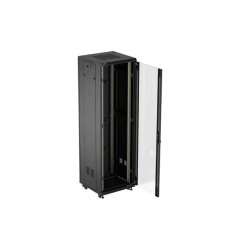 RACK CABINET 19" FREE-STANDING 42U/600X600 (FLAT PACK) WITH GLASS DOOR BLACK LANBERG