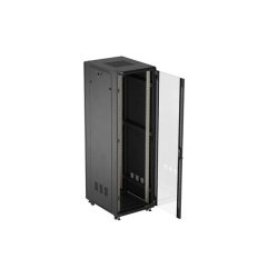 RACK CABINET 19" FREE-STANDING 42U/600X800 (FLAT PACK) WITH GLASS DOOR BLACK LANBERG