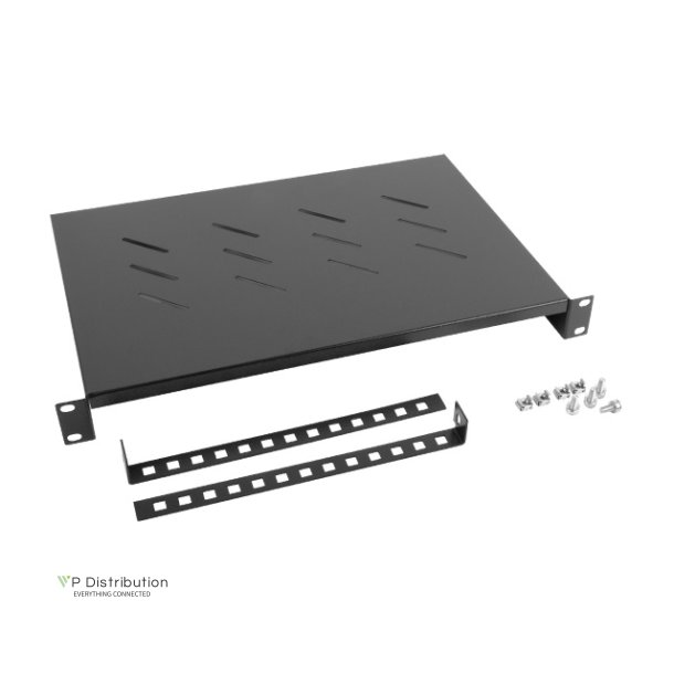 19" FIXED SHELF 1U/483X300MM MAX LOAD CAPACITY UP TO 25KG BLACK LANBERG