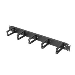 19" CABLE MANAGEMENT PANEL WITH 5 PLASTIC HOLDERS 1U TYPE B BLACK LANBERG
