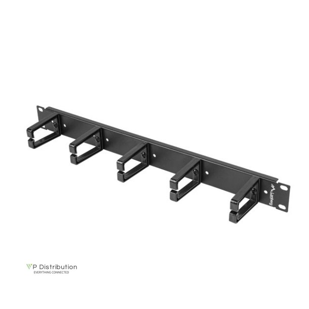 19" CABLE MANAGEMENT PANEL WITH 5 PLASTIC HOLDERS 1U TYPE B BLACK LANBERG
