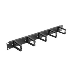 19" CABLE MANAGEMENT PANEL WITH 5 PLASTIC HOLDERS 1U TYPE B BLACK LANBERG