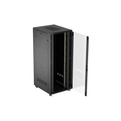 RACK CABINET 19" FREE-STANDING 42U/800X1000 (FLAT PACK) WITH GLASS DOOR BLACK LANBERG
