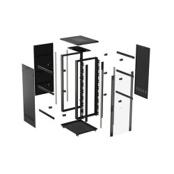 RACK CABINET 19" FREE-STANDING 42U/800X1000 (FLAT PACK) WITH GLASS DOOR BLACK LANBERG