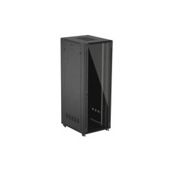 RACK CABINET 19" FREE-STANDING 47U/800X1000 (FLAT PACK) WITH GLASS DOOR BLACK LANBERG