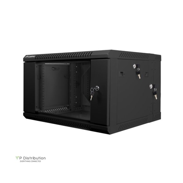 RACK CABINET 19" DOUBLE-SECTION WALL-MOUNT 6U/600X600 (FLAT PACK) BLACK LANBERG
