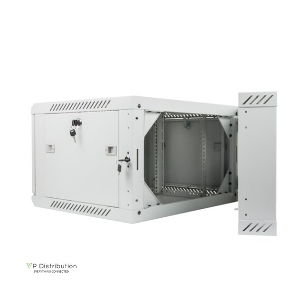 RACK CABINET 19" DOUBLE-SECTION WALL-MOUNT 6U/600X600 (FLAT PACK) GREY LANBERG