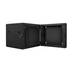 RACK CABINET 19" DOUBLE-SECTION WALL-MOUNT 9U/600X600 (FLAT PACK) BLACK LANBERG