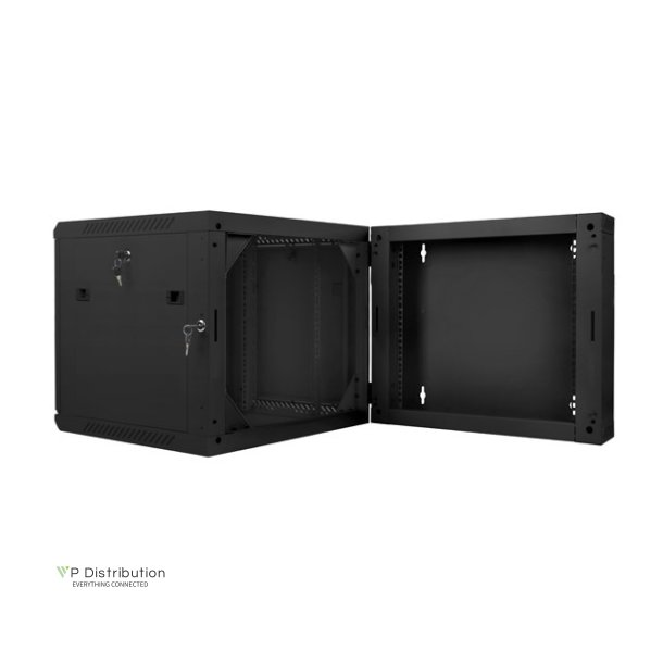 RACK CABINET 19" DOUBLE-SECTION WALL-MOUNT 9U/600X600 (FLAT PACK) BLACK LANBERG